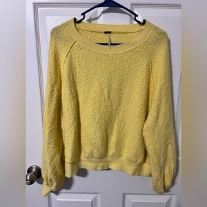 Free People Yellow Textured Women's Crewneck